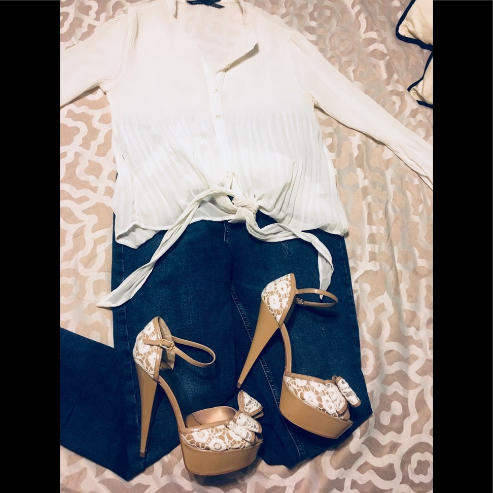 BEBE Platform Lace Heels